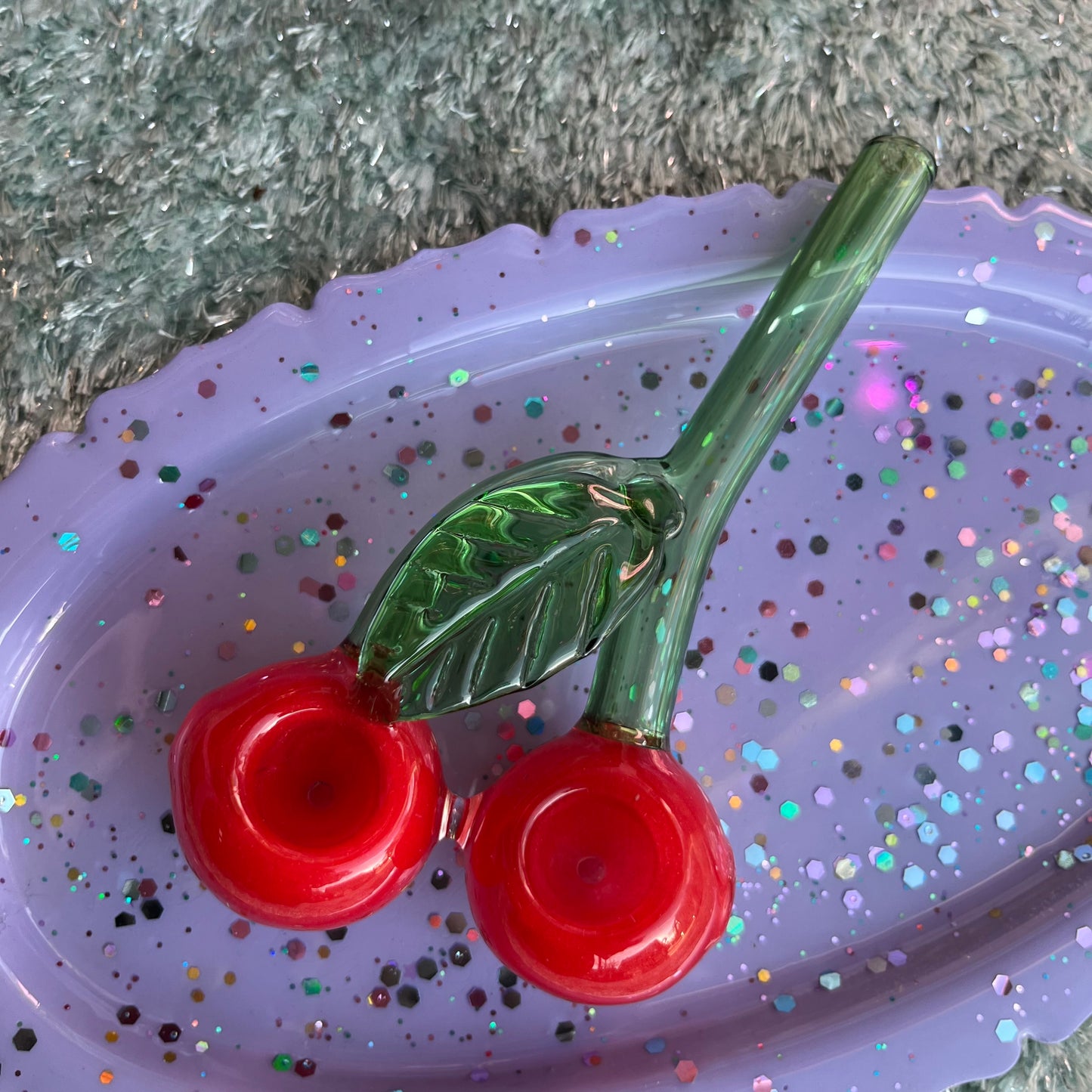 Double Cherry Glass Pipe