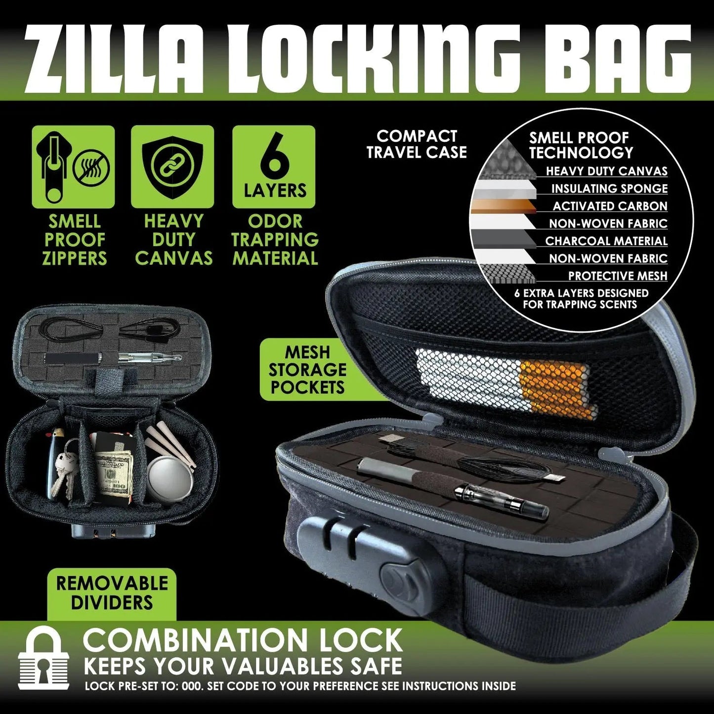 Colorful Locking Smell Proof Storage Case
