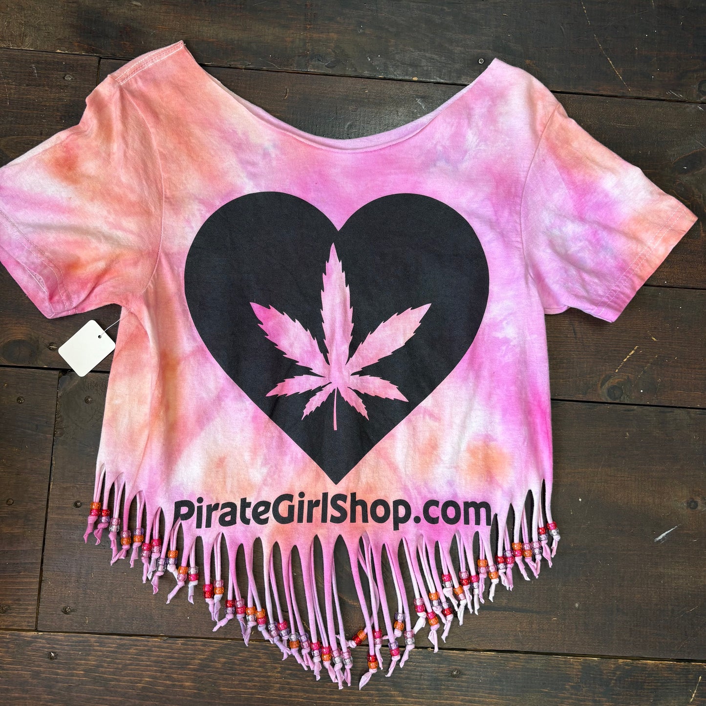 Hemp Heart Fringed Tie Dye Top