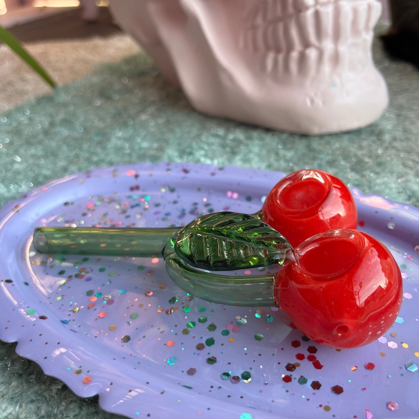 Double Cherry Glass Pipe