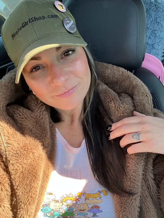 Pirate Girl Olive Trucker Hat
