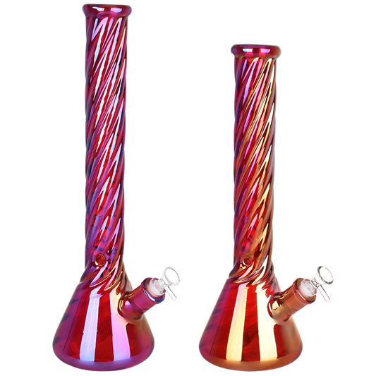 Red Spiral Neck Beaker Water Pipe