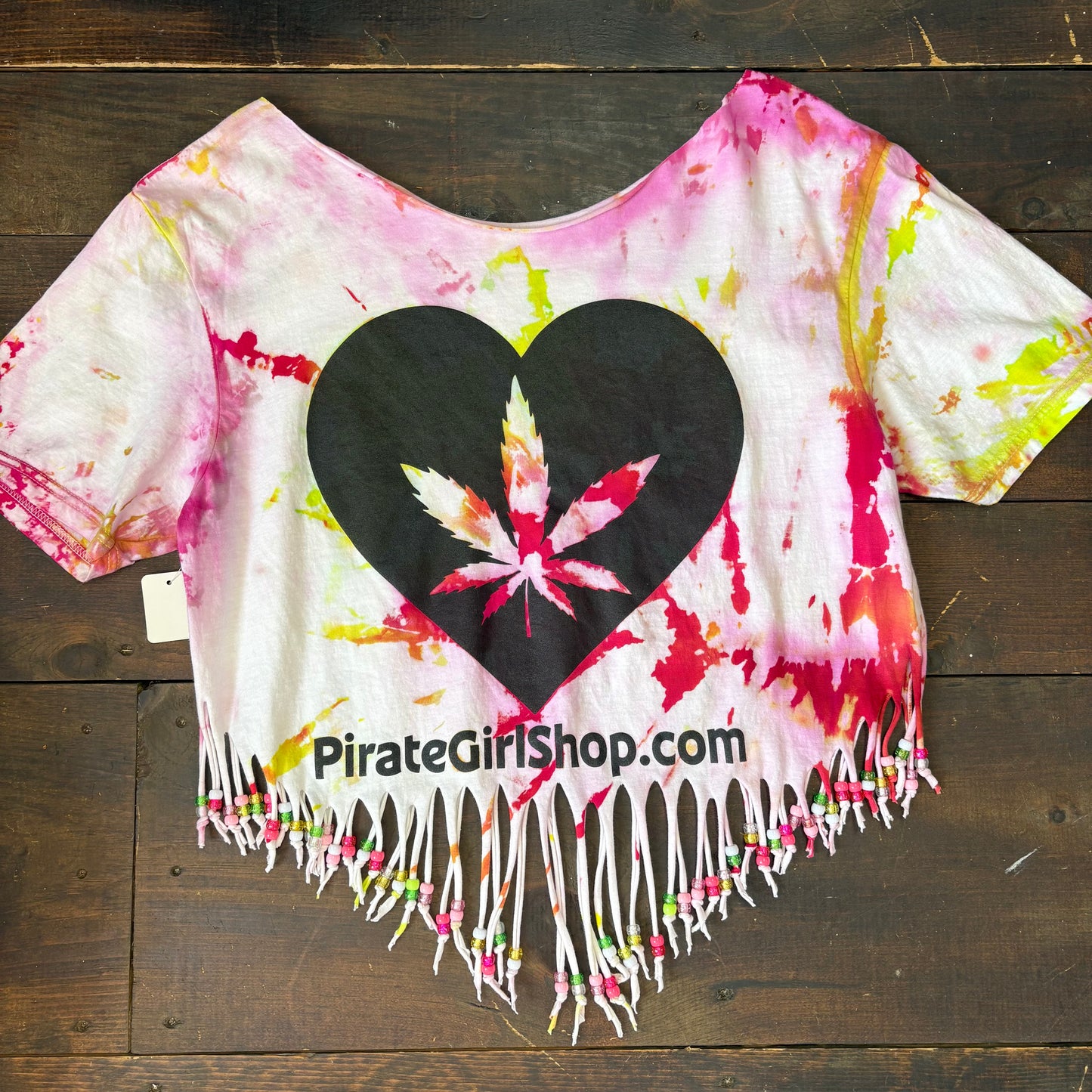 Hemp Heart Fringed Tie Dye Top