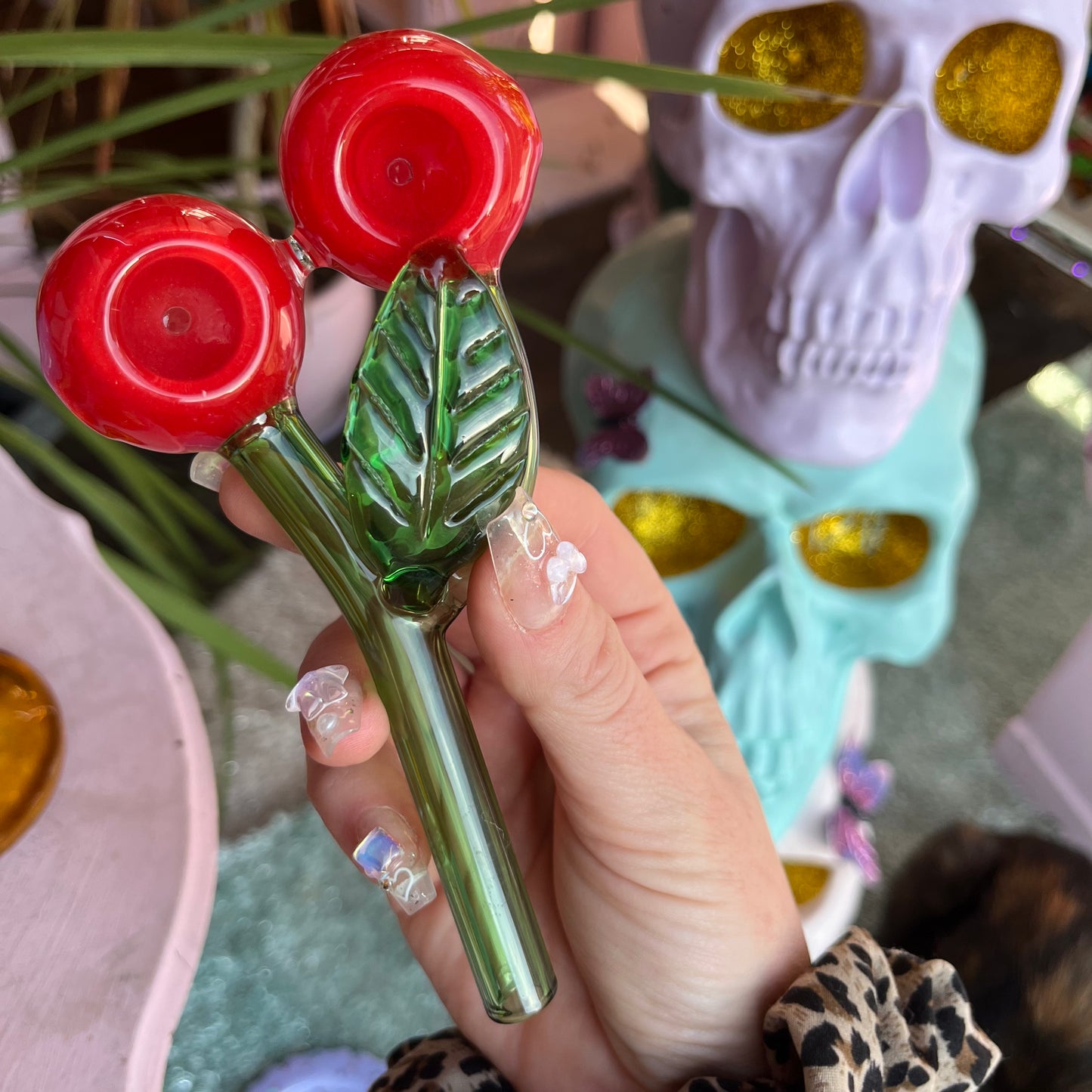 Double Cherry Glass Pipe