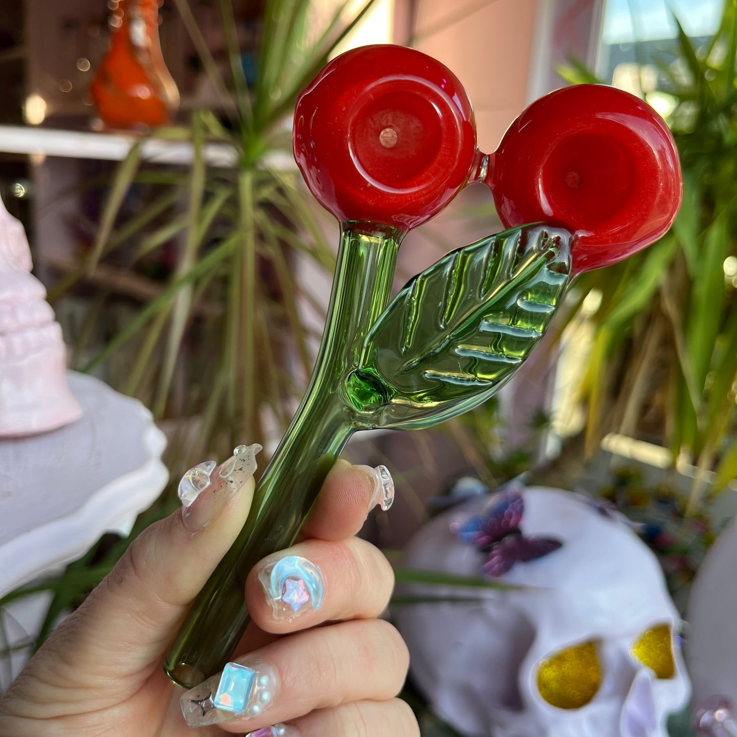 Double Cherry Glass Pipe