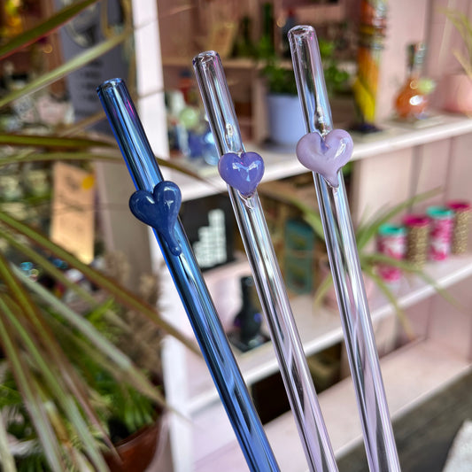 Heart Glass Drink Straw