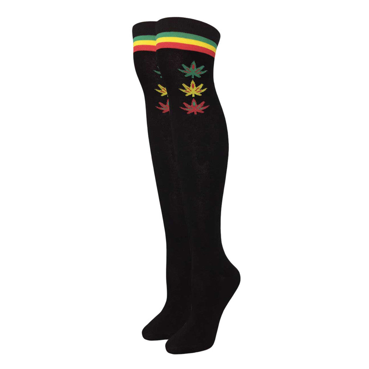 Three Rasta Leaves Over the Knee Socks