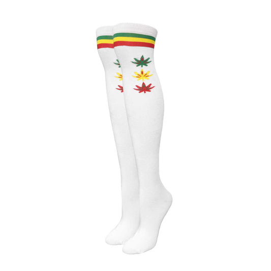 Three Rasta Leaves Over the Knee Socks