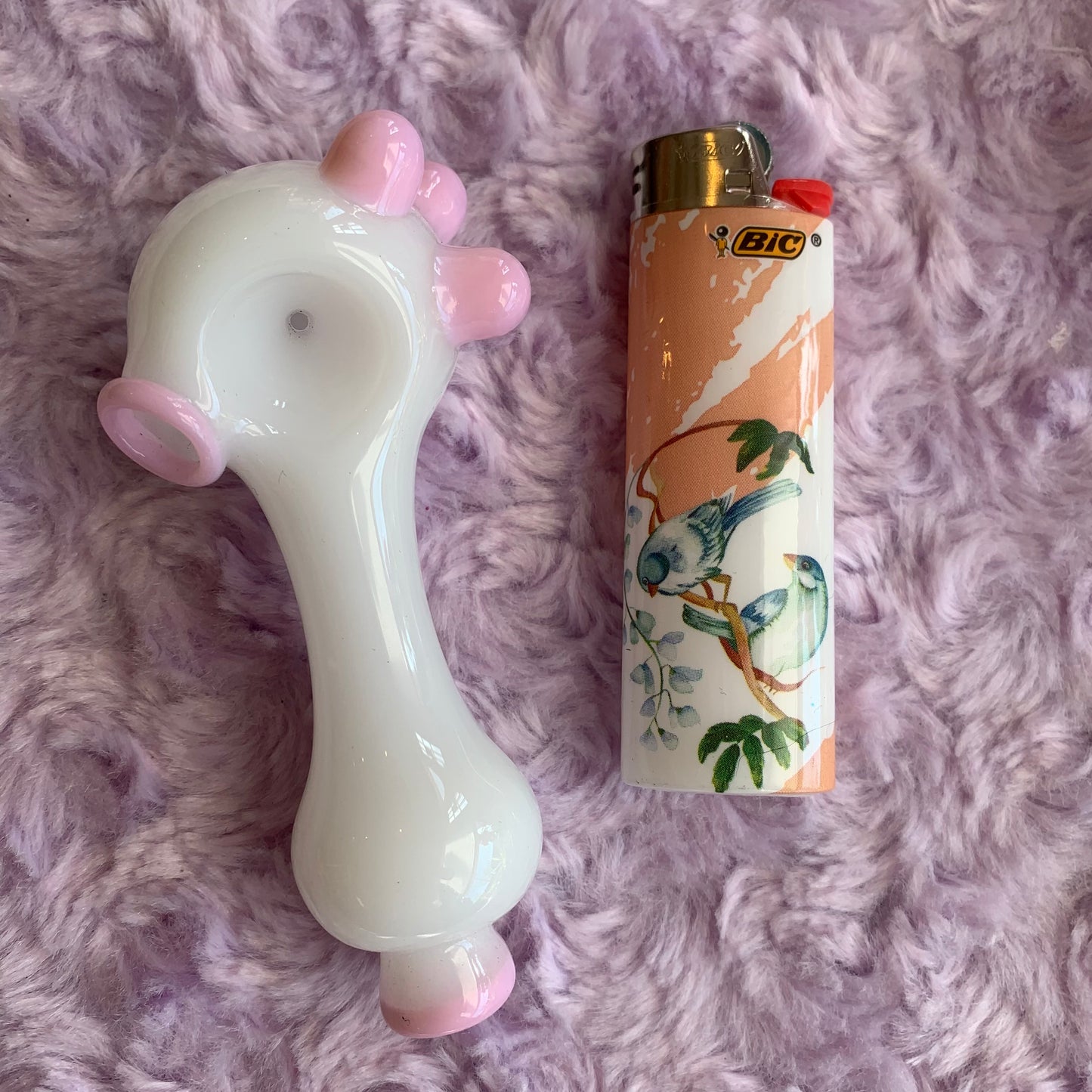White & Pink Glass Pipe