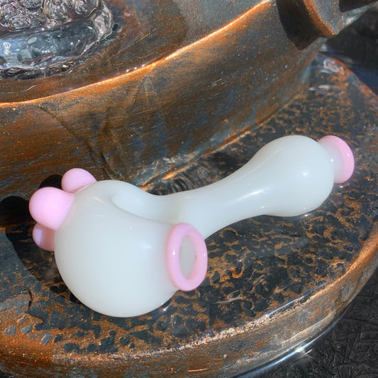 White & Pink Glass Pipe