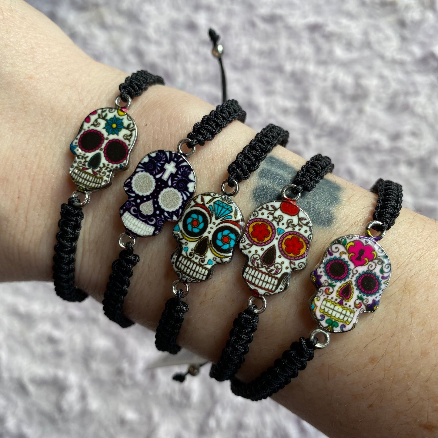 Sugar Skull Macrame Bracelet