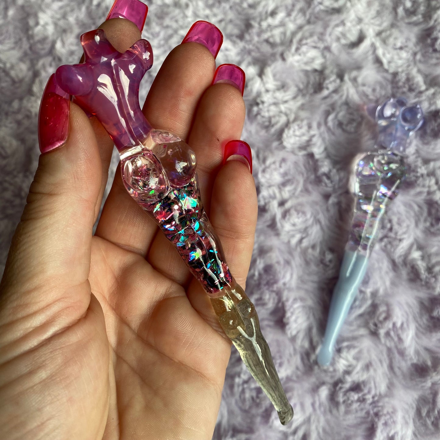 Glitter Filled Sexy Figure Glass Tool