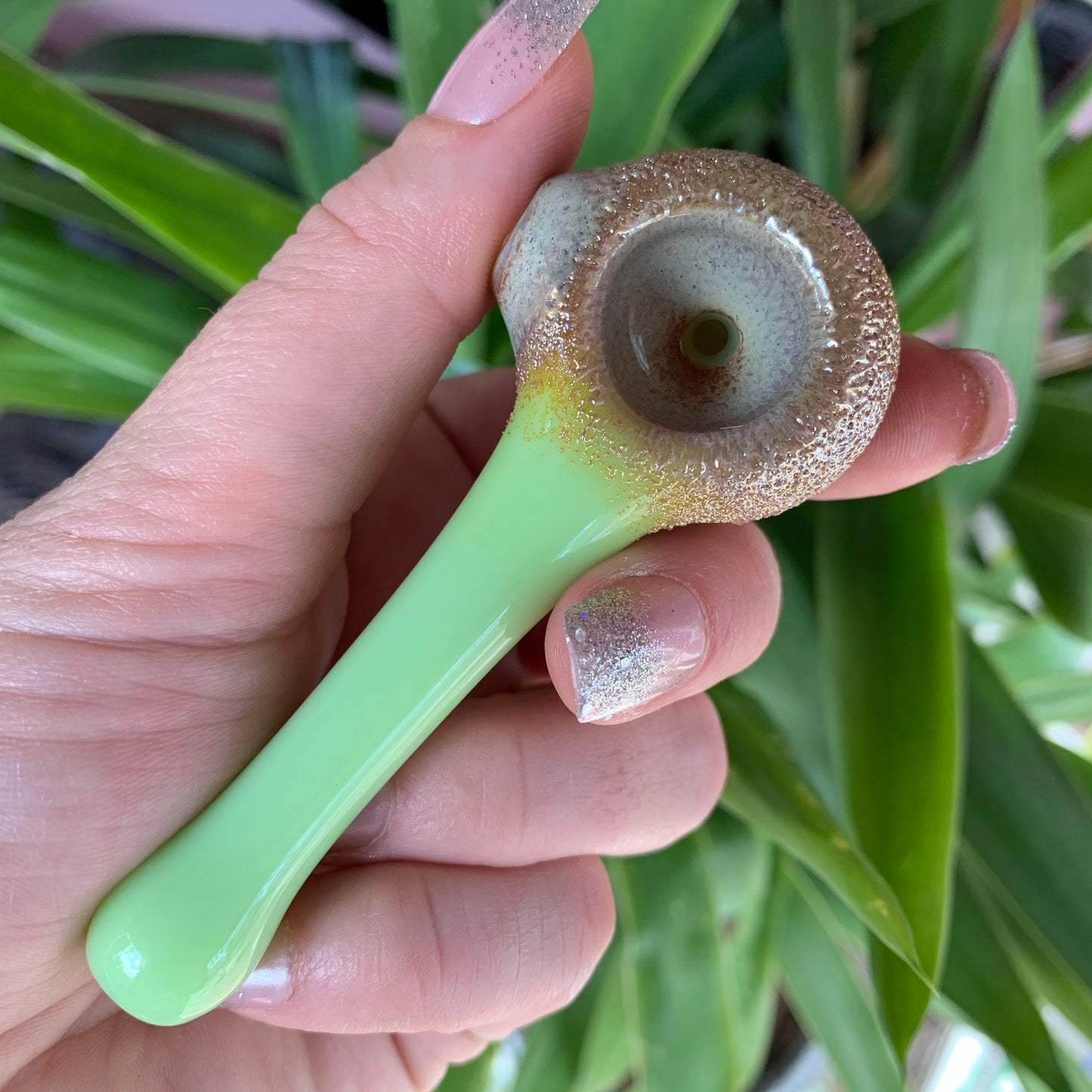 Pastel and Gold Frit Glass Pipe