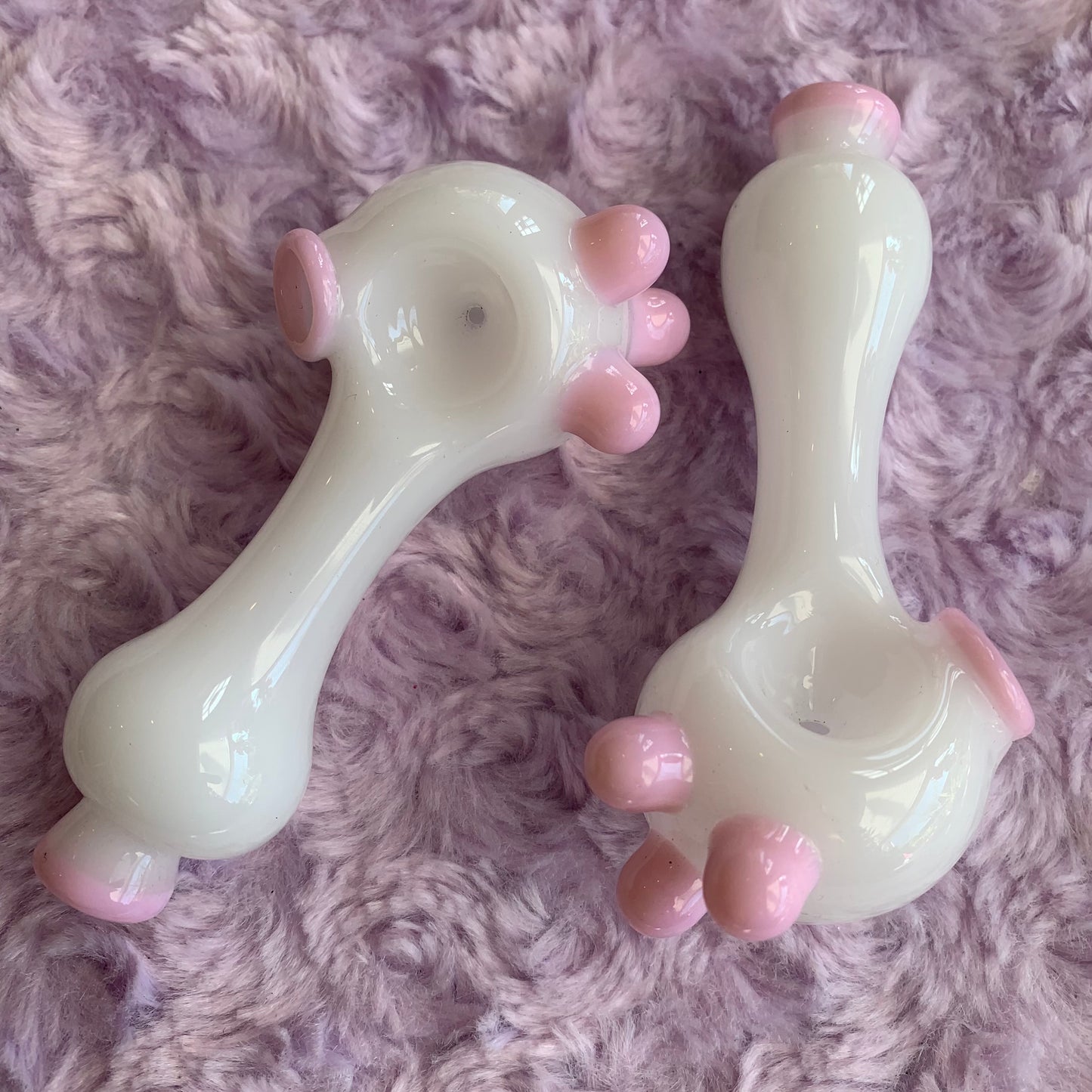 White & Pink Glass Pipe