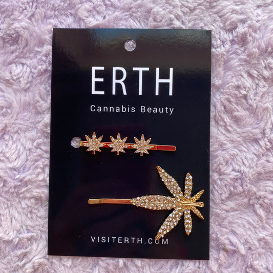 Rhinestone Leaf Hair Pins