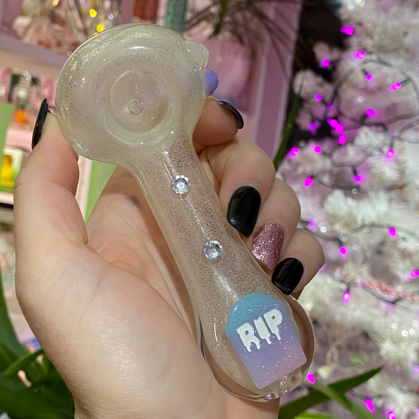 RIP Glow Jeweled Glass Pipe