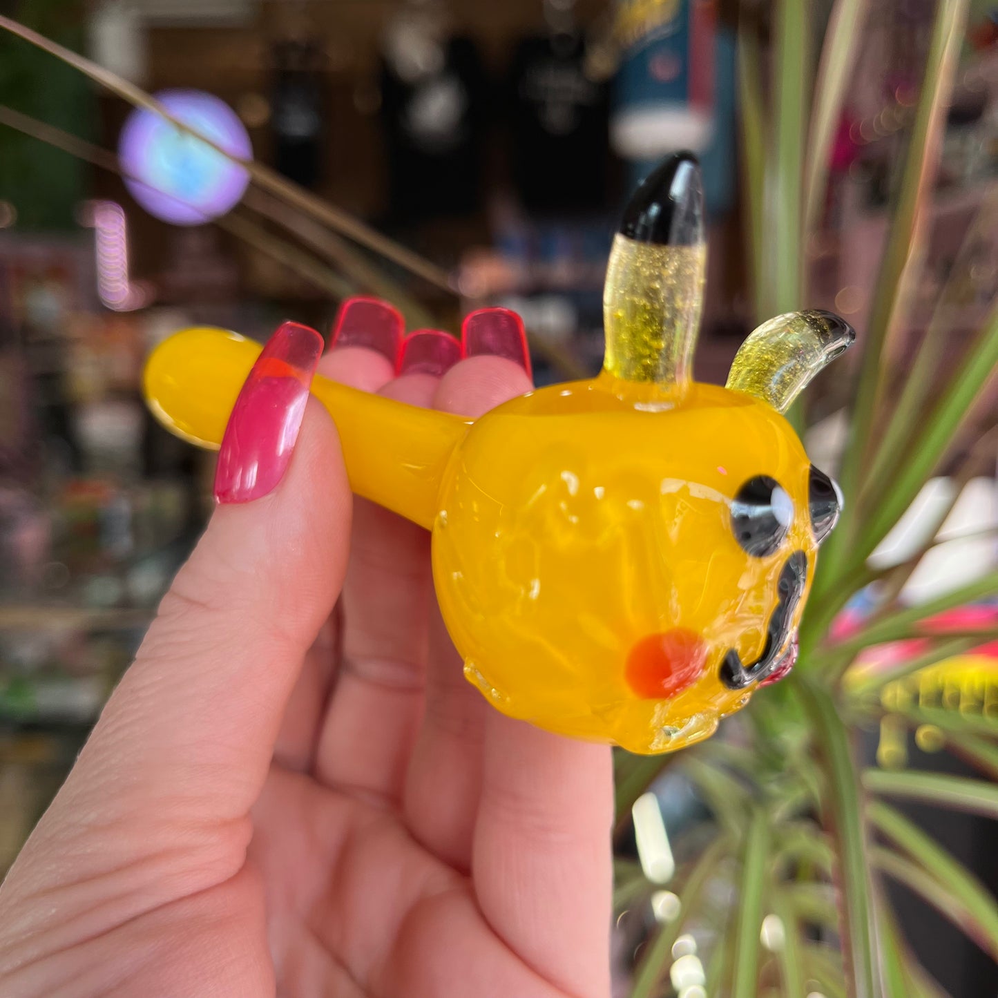Yellow Lightening Dude Glass Pipe