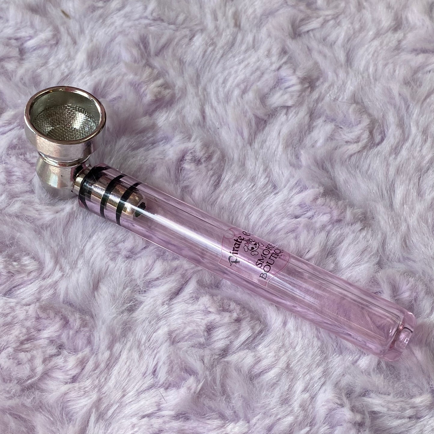 Pink Glass and Metal Pipe