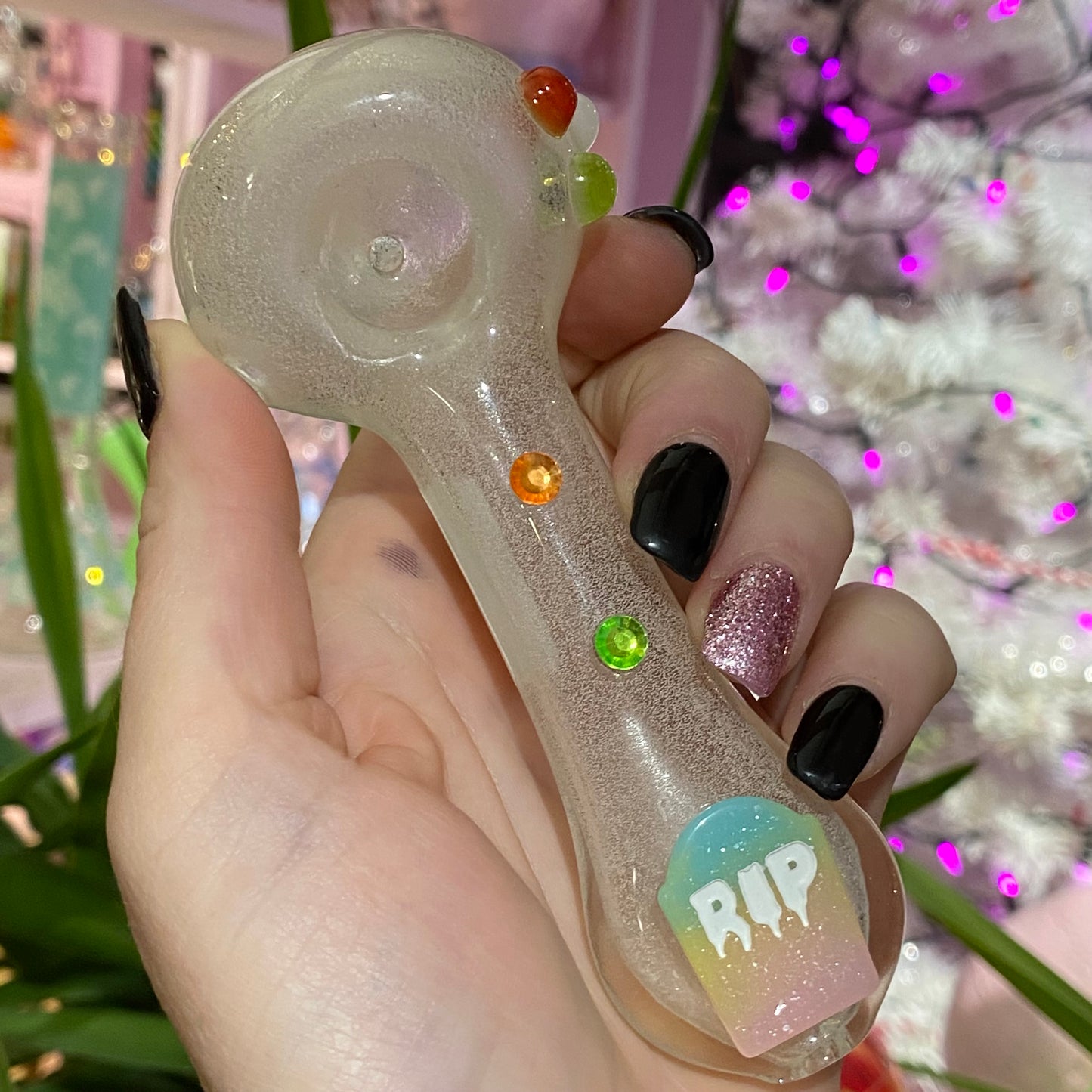 RIP Glow Jeweled Glass Pipe