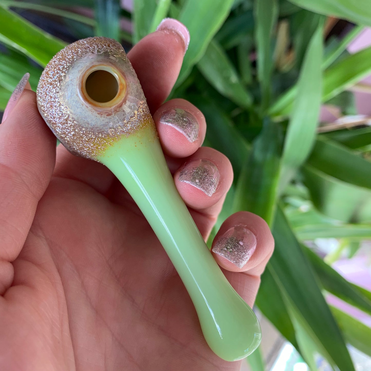 Pastel and Gold Frit Glass Pipe
