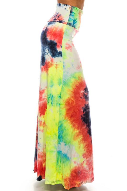 Rainbow Tie Dye Maxi Skirt