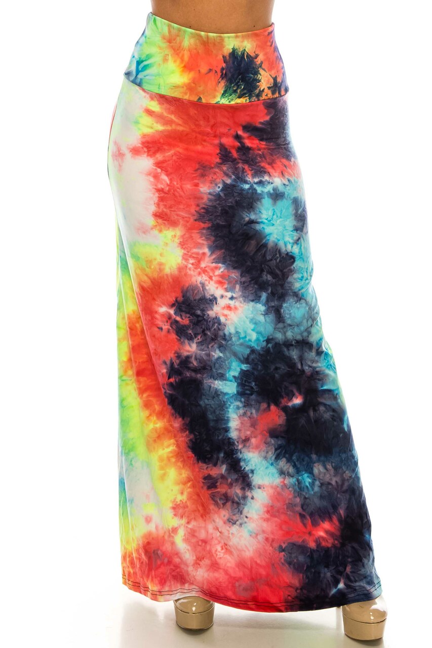 Rainbow Tie Dye Maxi Skirt