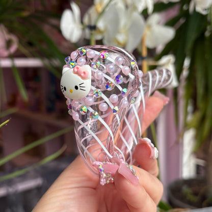 Cute Kitty Jeweled Pink Sherlock Pipe