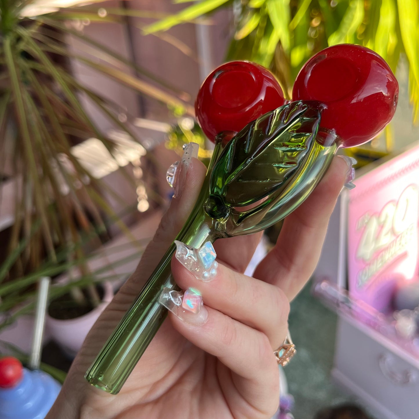 Double Cherry Glass Pipe