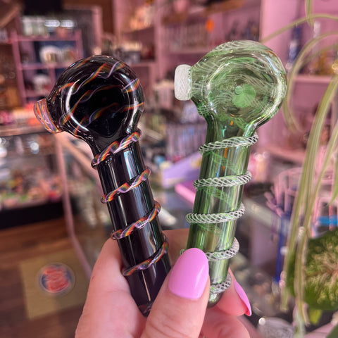 Stripe Swirled Glass Pipe