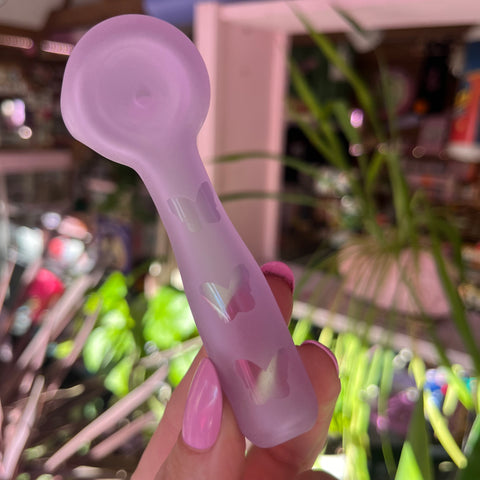 Frosted Butterfly Glass Pipe