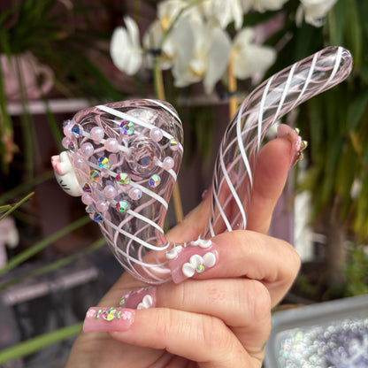 Cute Kitty Jeweled Pink Sherlock Pipe
