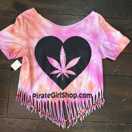 Hemp Heart Fringed Tie Dye Top