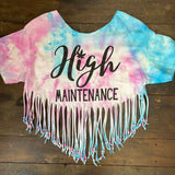 High Maintenace Fringed Tie Dye Top