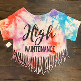 High Maintenace Fringed Tie Dye Top