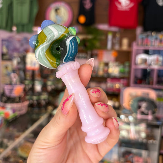 Pink Stripey Glass Pipe