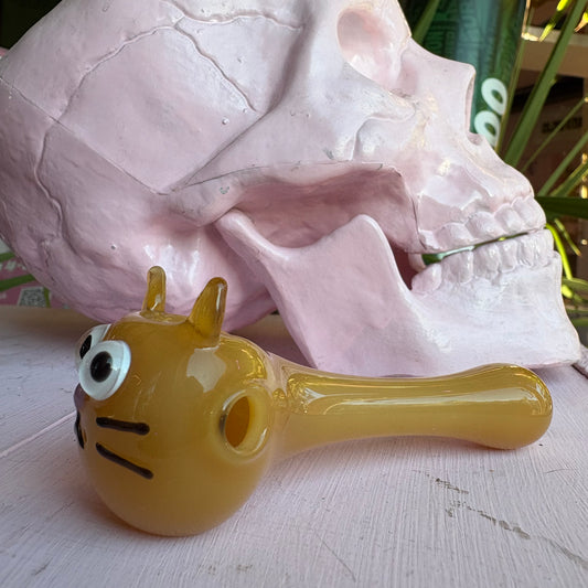 Orange Kitty Glass Pipe