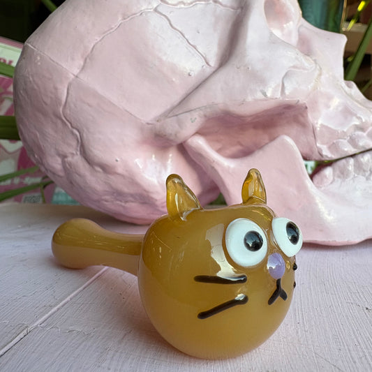 Orange Kitty Glass Pipe