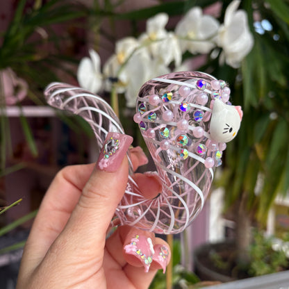 Cute Kitty Jeweled Pink Sherlock Pipe