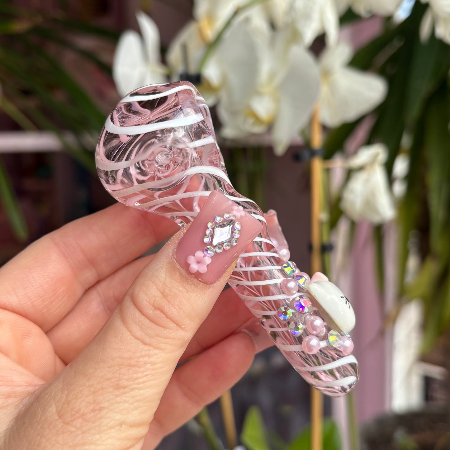 Cute Kitty Jeweled Pink Pipe