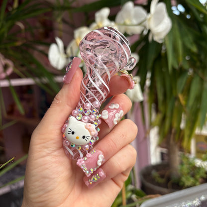 Cute Kitty Jeweled Pink Pipe