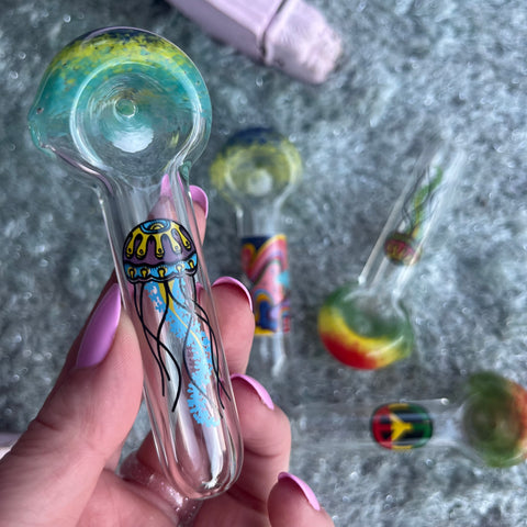 Colorful Frit Glass Pipe