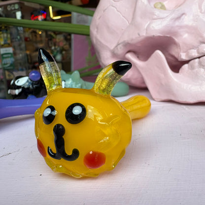 Yellow Lightening Dude Glass Pipe