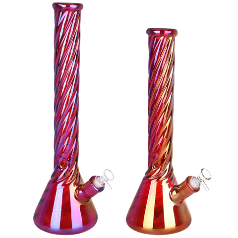 Red Spiral Neck Beaker Water Pipe