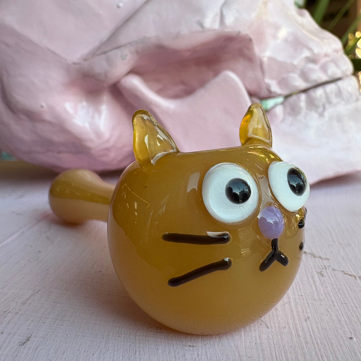 Orange Kitty Glass Pipe