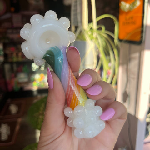 Cloudy Rainbow Glass Pipe