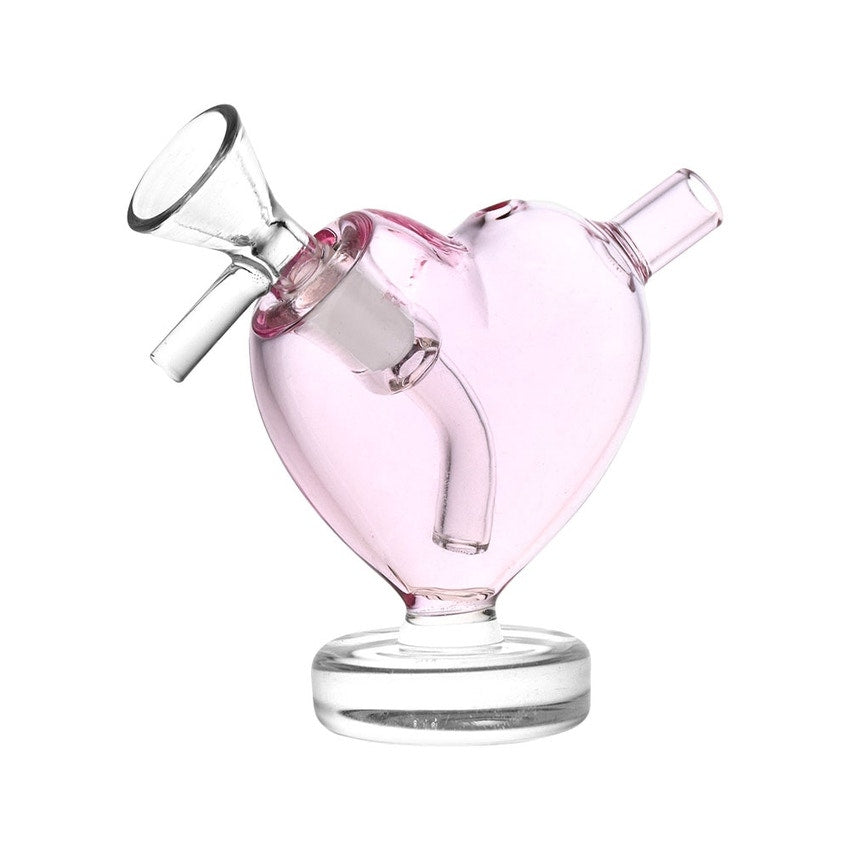 Pink Heart Glass Bubbler