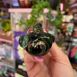 Front view green heady glass pipe from the best online smoke shop