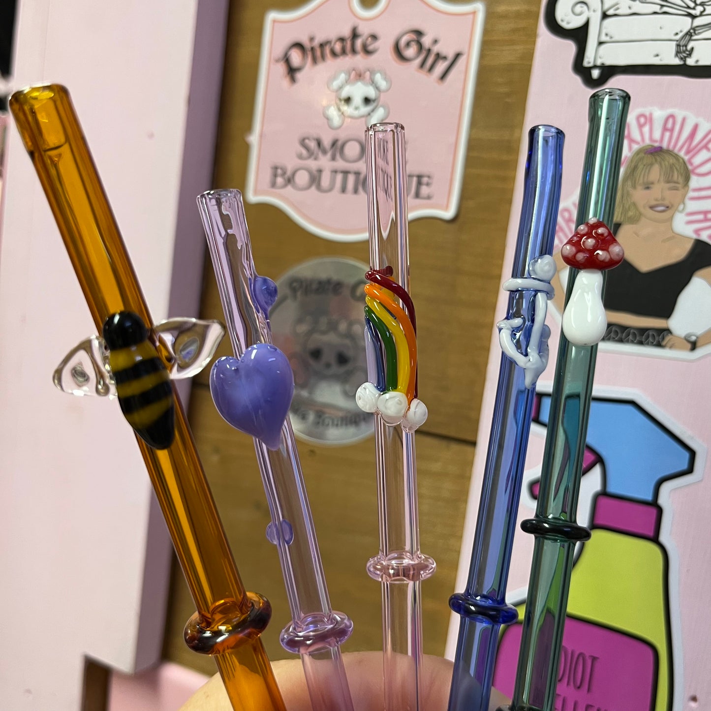 Cute Glass Honey Straw