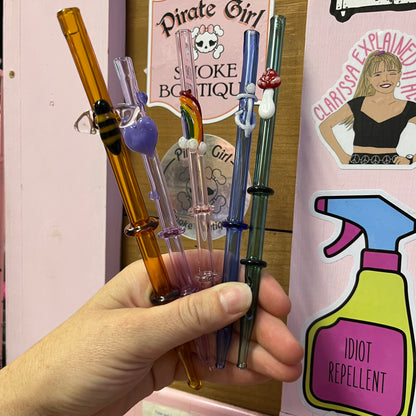 Cute Glass Honey Straw