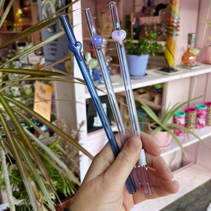 Heart Glass Drink Straw